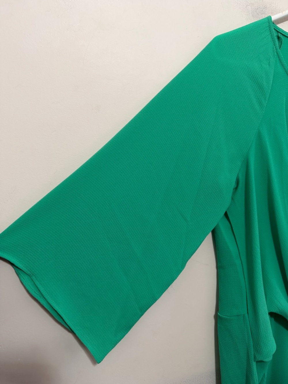 Chenault Green Tie Front Blouse Women’s Large Flowy 3/4 Sleeve Lightweight Top - Picture 5 of 13
